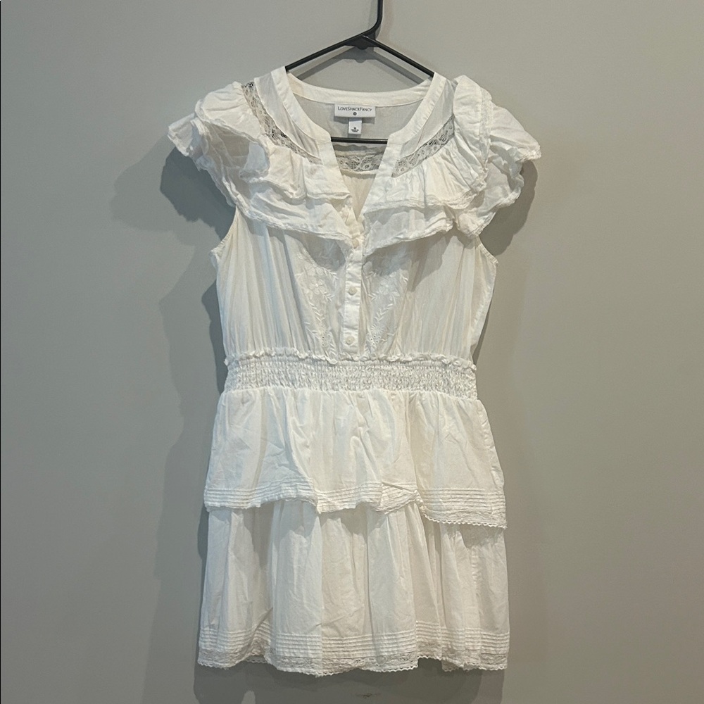White Ruffle Tiered Mini Dress